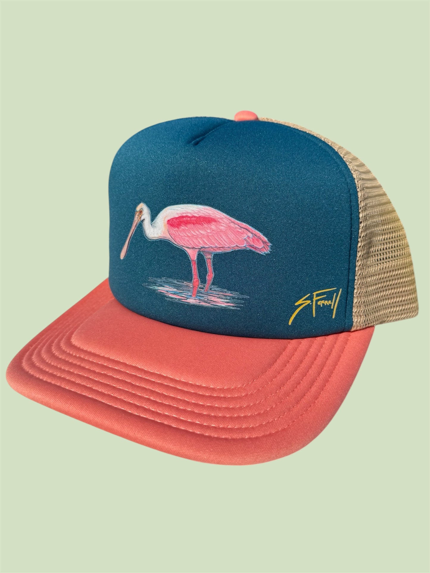 Roseate Spoonbill on A Tricolor Fancy Foamy