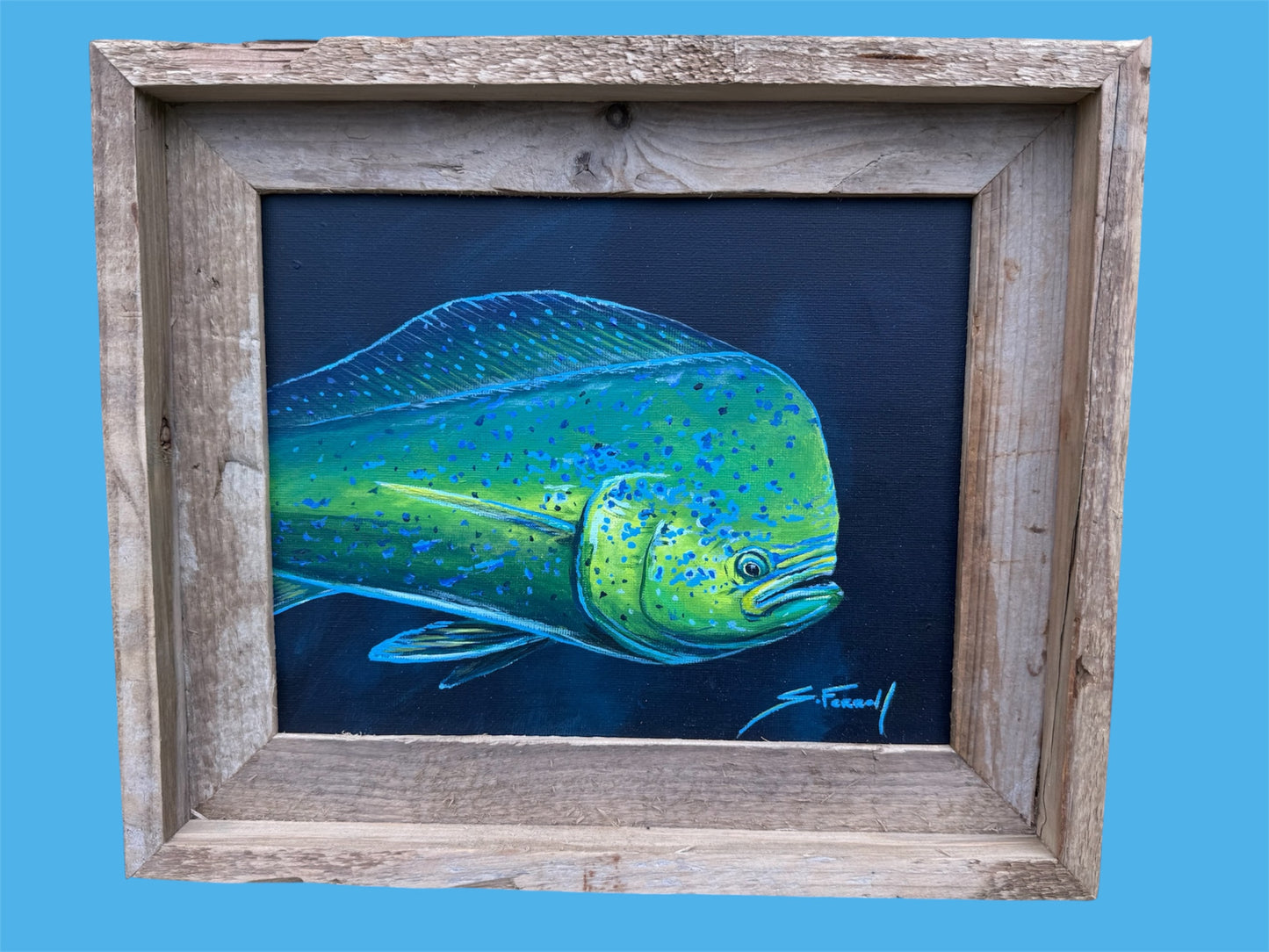 Original Acrylic Dolphin painting, framed.