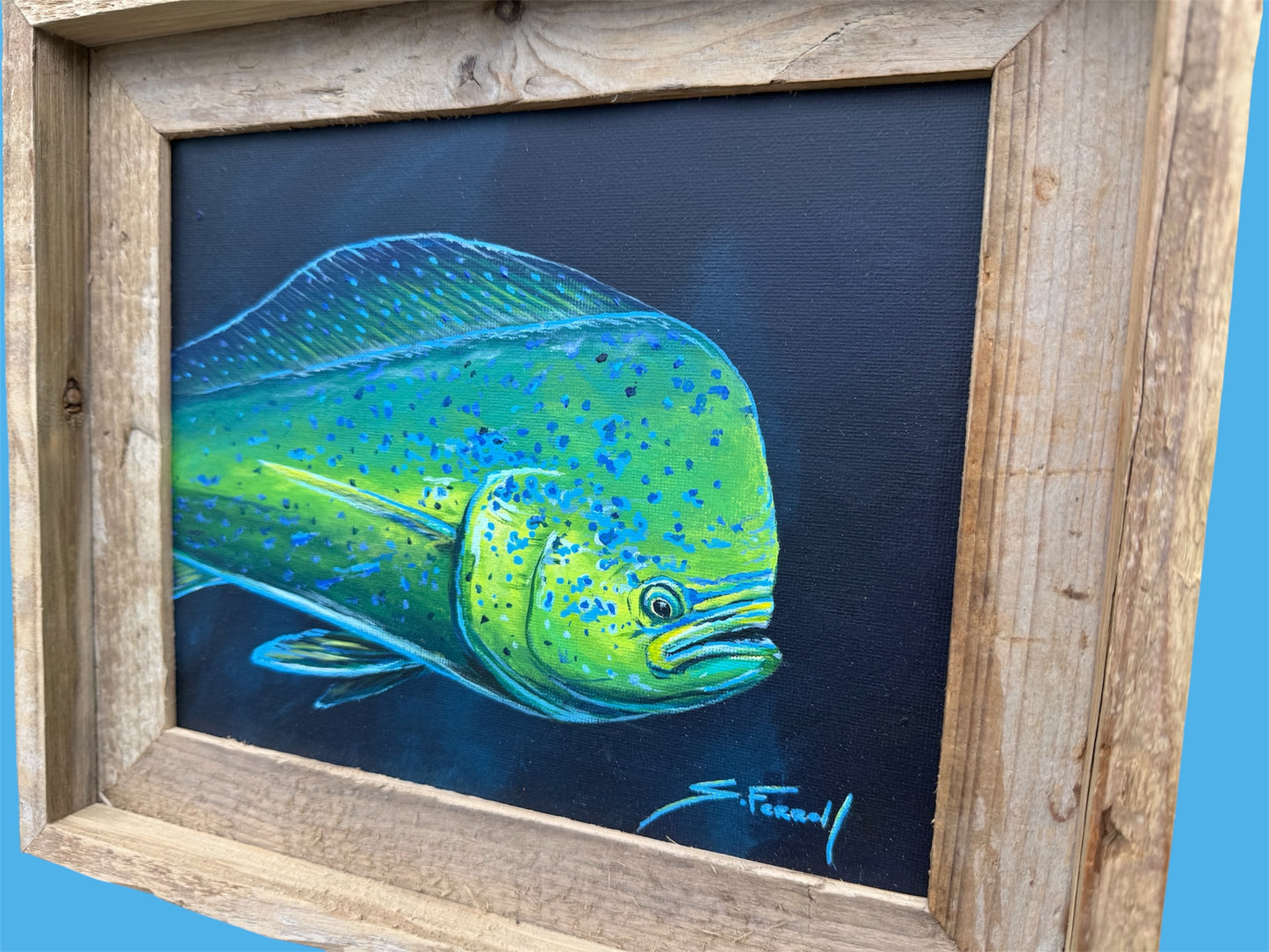 Original Acrylic Dolphin painting, framed.