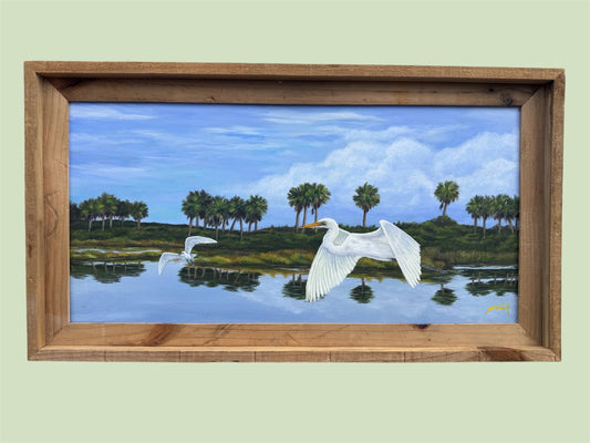 Egret Original Acrylic Painting
